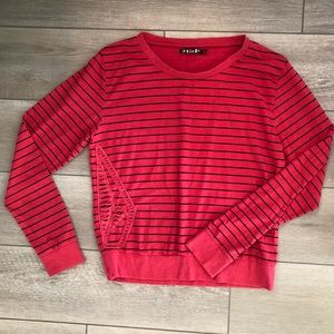 VOLCOM ❤️Red & Black Stripe Long Sleeve Top Large